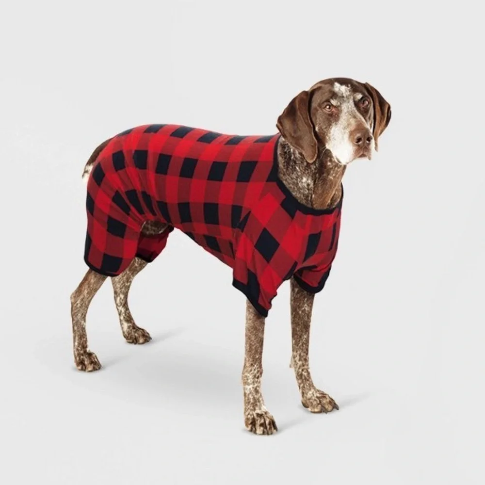NWT  Dog and Cat Buffalo Check Pajama with Sleeves - Wondershop XS extra small